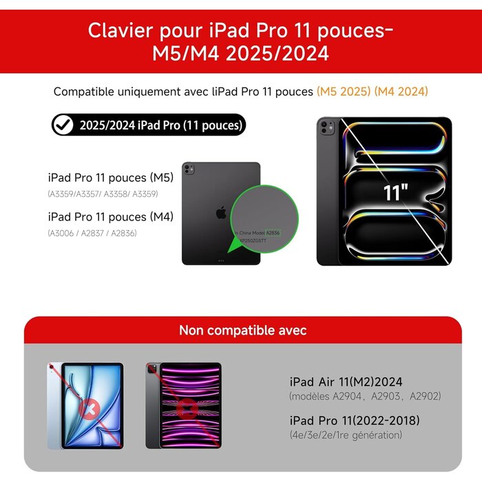 Hou Tastaturhülle iPad Pro 11" M4 (2024) AZERTY - Schwarz - Bis zu 29% Rabatt