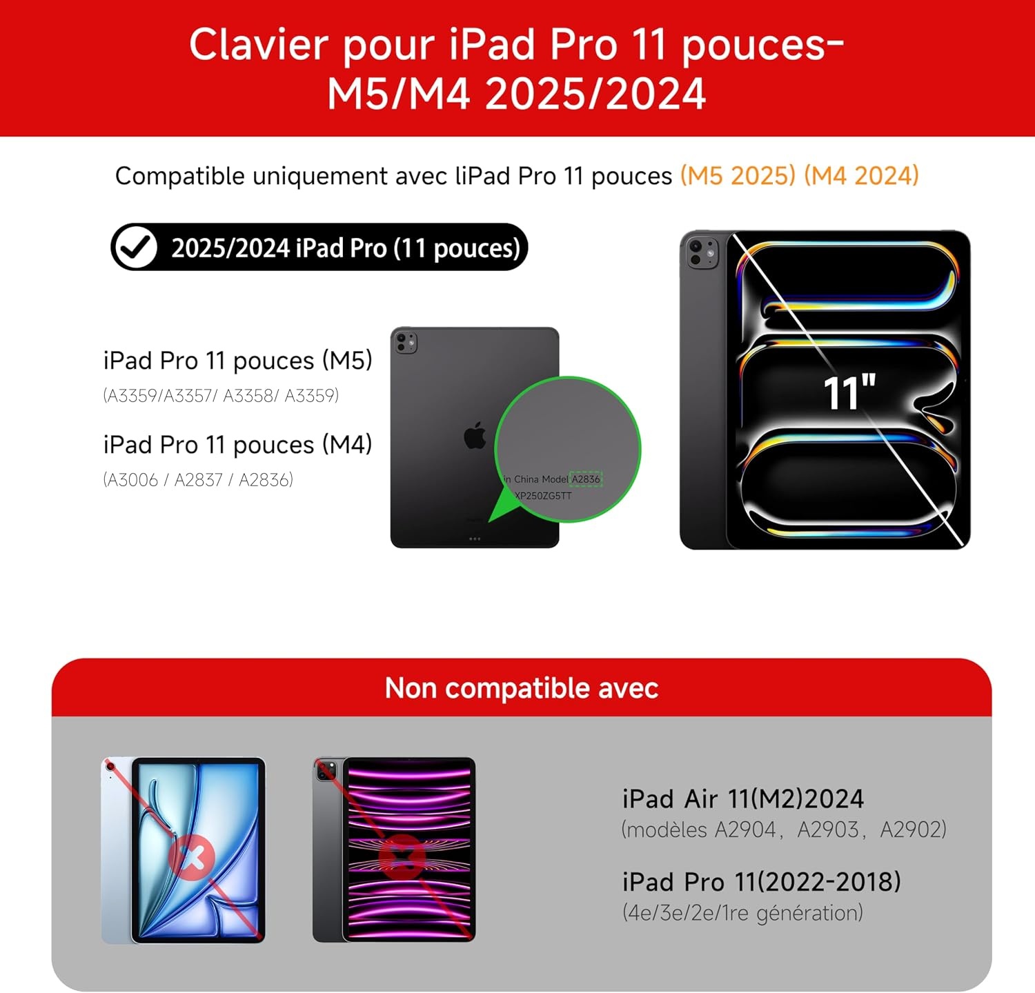 Hou Tastaturhülle iPad Pro 11" M4 (2024) AZERTY - Schwarz - Bis zu 29% Rabatt