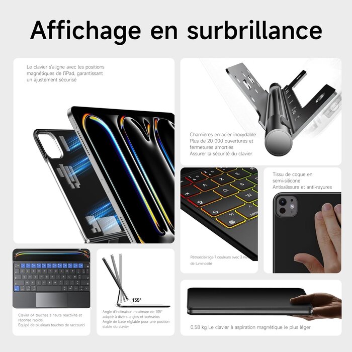 Hou Tastaturhülle iPad Pro 11" M4 (2024) AZERTY - Schwarz - Bis zu 29% Rabatt