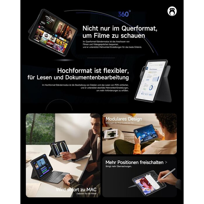 Hou Tastatur-Hülle für iPad Pro/Air 13" | QWERTZ & Touchpad | bis zu 34% Rabatt