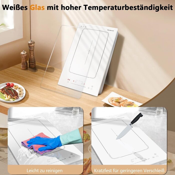 Weißes 30 cm Induktionskochfeld mit Flex-Zone - bis zu 30% sparen