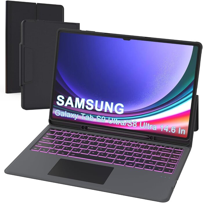 Beleuchtete Tastaturhülle für Samsung Tab S9/S8 Ultra - AZERTY - bis zu 33% Rabatt