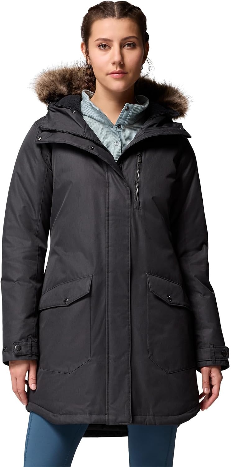 Langer Damen-Wintermantel mit Omni-Heat & Sherpa-Kapuze - bis zu 35% Rabatt
