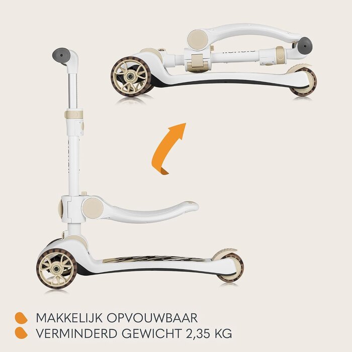 2-in-1 Kinderroller mit Sitz & LED-Rädern - Beige - jetzt bis zu 33% sparen