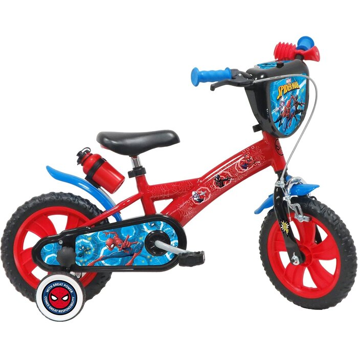 12 Zoll Kinderfahrrad mit Stützrädern - Spiderman-Design - Bis zu 35% Rabatt