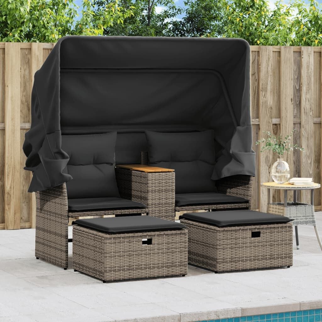Vidaxl Rattan Gartenbank mit Sonnendach & Hockern - Bis zu 37% Rabatt