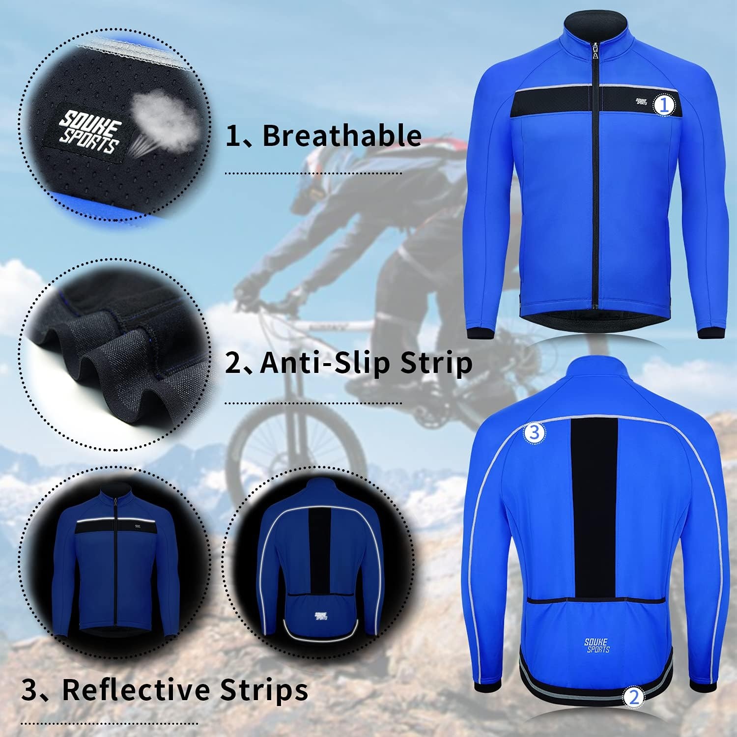 Herren Winter-Fahrradjacke Blau - Winddicht & Thermisch - bis zu 77% sparen