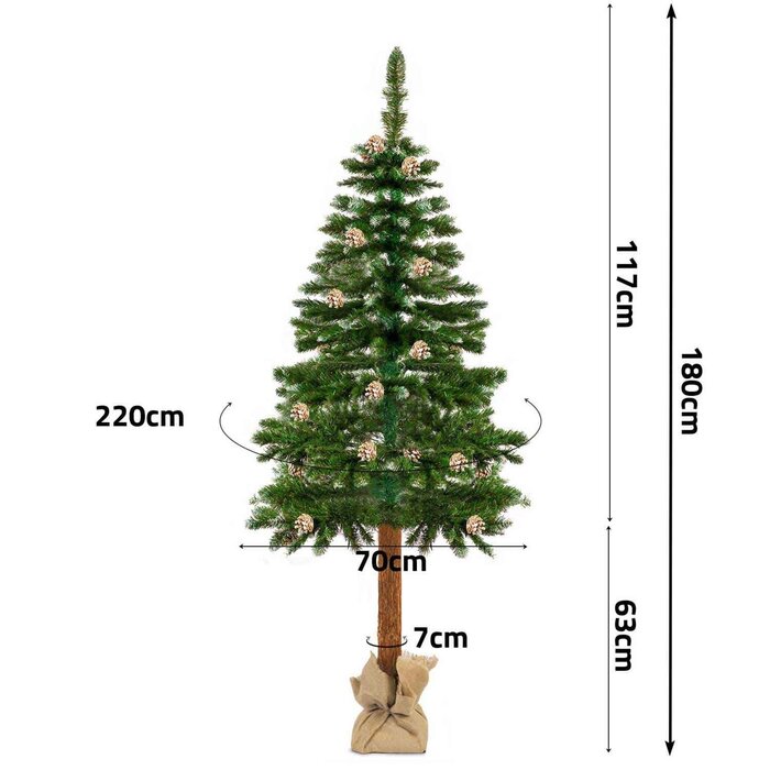 Künstlicher Weihnachtsbaum 180 cm mit echtem Holzstamm - bis zu 20% Rabatt