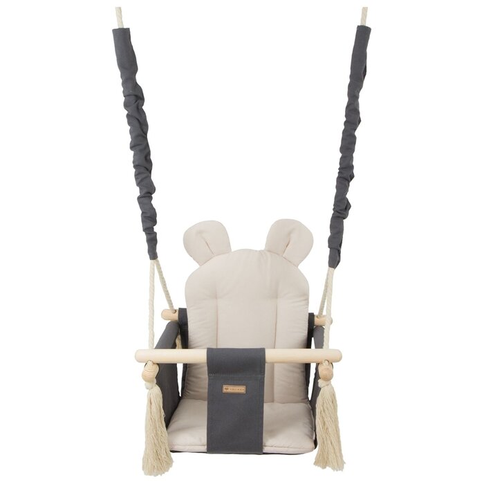 Babyschaukel aus Baumwolle & Holz - Grau/Beige - Bis zu 35% Rabatt