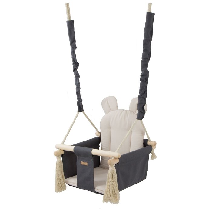 Babyschaukel aus Baumwolle & Holz - Grau/Beige - Bis zu 35% Rabatt