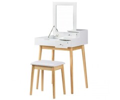 Viking Choice Eleganter Schminktisch mit Hocker in Weiß - bis zu 47% sparen