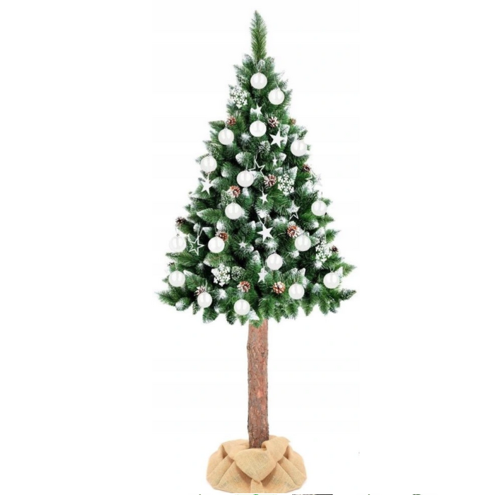 Künstlicher Weihnachtsbaum 220 cm, Schnee & Holzstamm - bis zu 23% sparen