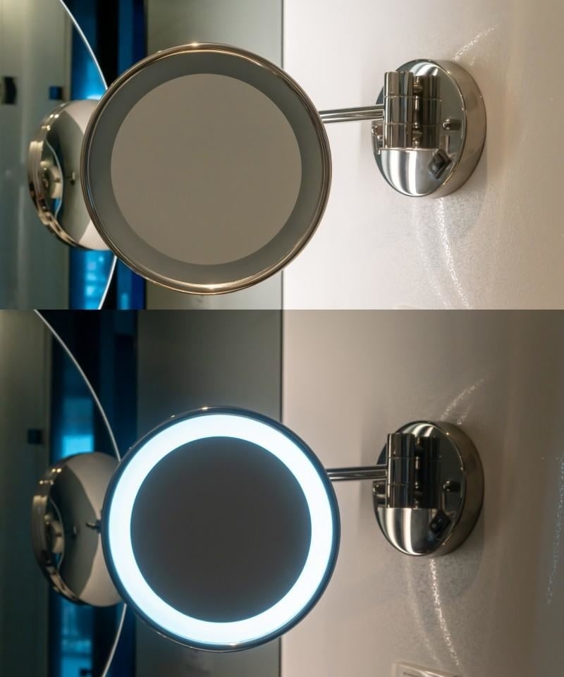 LED-Kosmetikspiegel Wandmontage, 20 cm, 5-fach Vergrößerung - bis zu 26% Rabatt