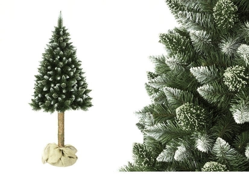 Künstlicher Weihnachtsbaum 180 cm Naturstamm mit eisigen Zweigen - bis zu 28% sparen
