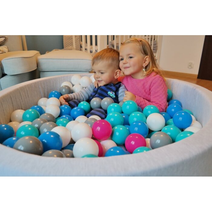 Rundes Bällebad 90x30 cm mit 150 Bällen - Grau/Blau - Outlet bis zu 34% sparen