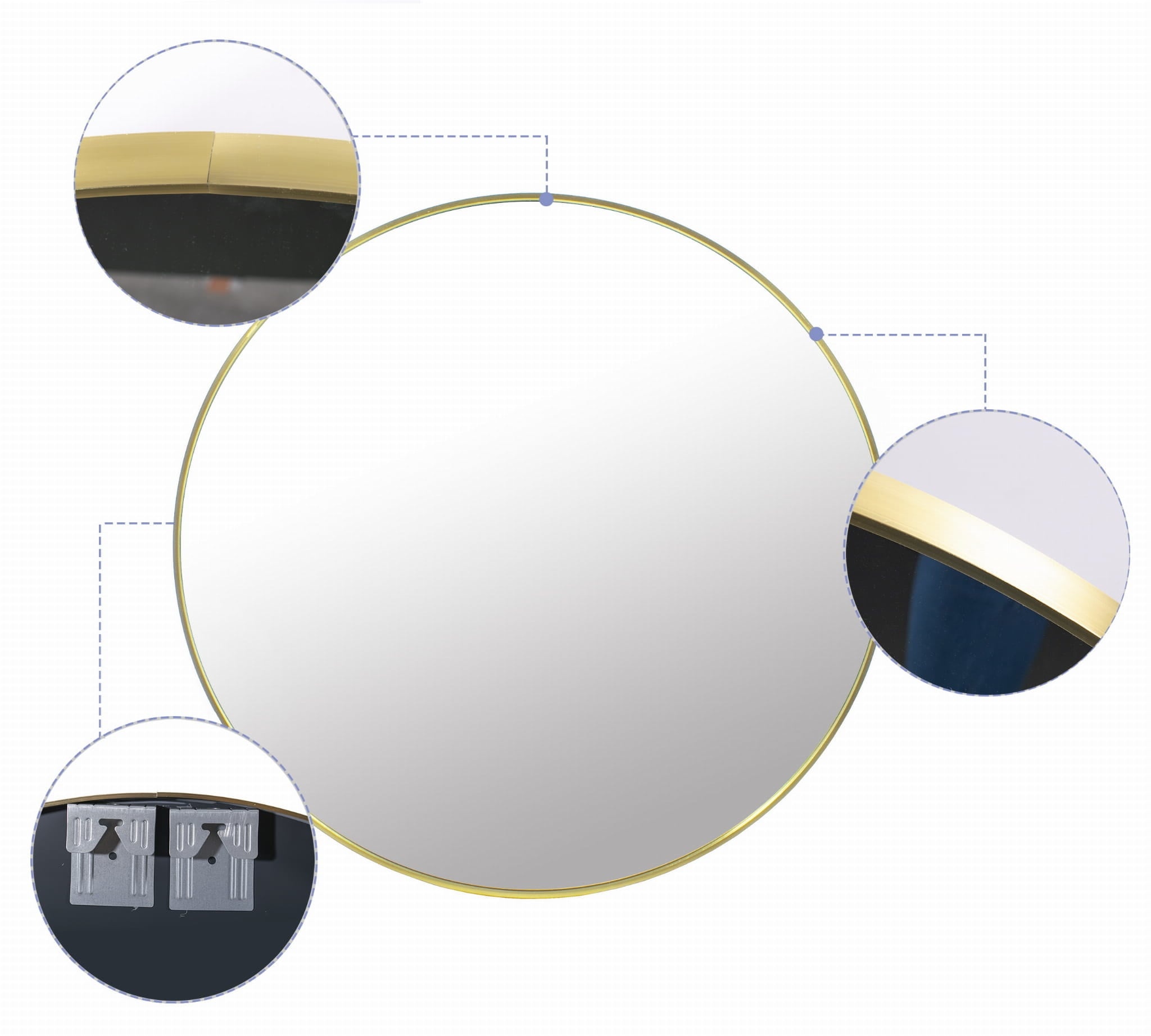 Runder Wandspiegel Gold ø 80 cm - Stilvoll & bis zu 40% günstiger