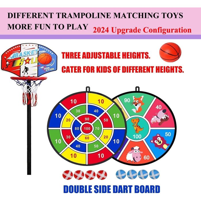 Kindertrampolin 145 cm mit Basketballkorb & Netz - bis zu 34% Rabatt