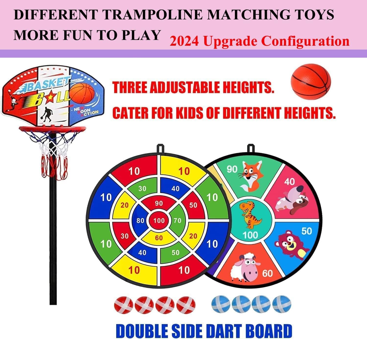 Kindertrampolin 145 cm mit Basketballkorb & Netz - bis zu 34% Rabatt