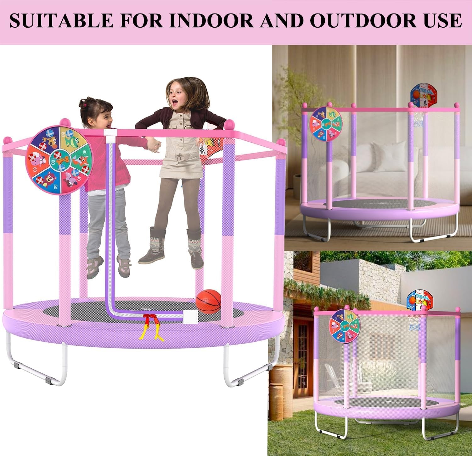Kindertrampolin 145 cm mit Basketballkorb & Netz - bis zu 34% Rabatt