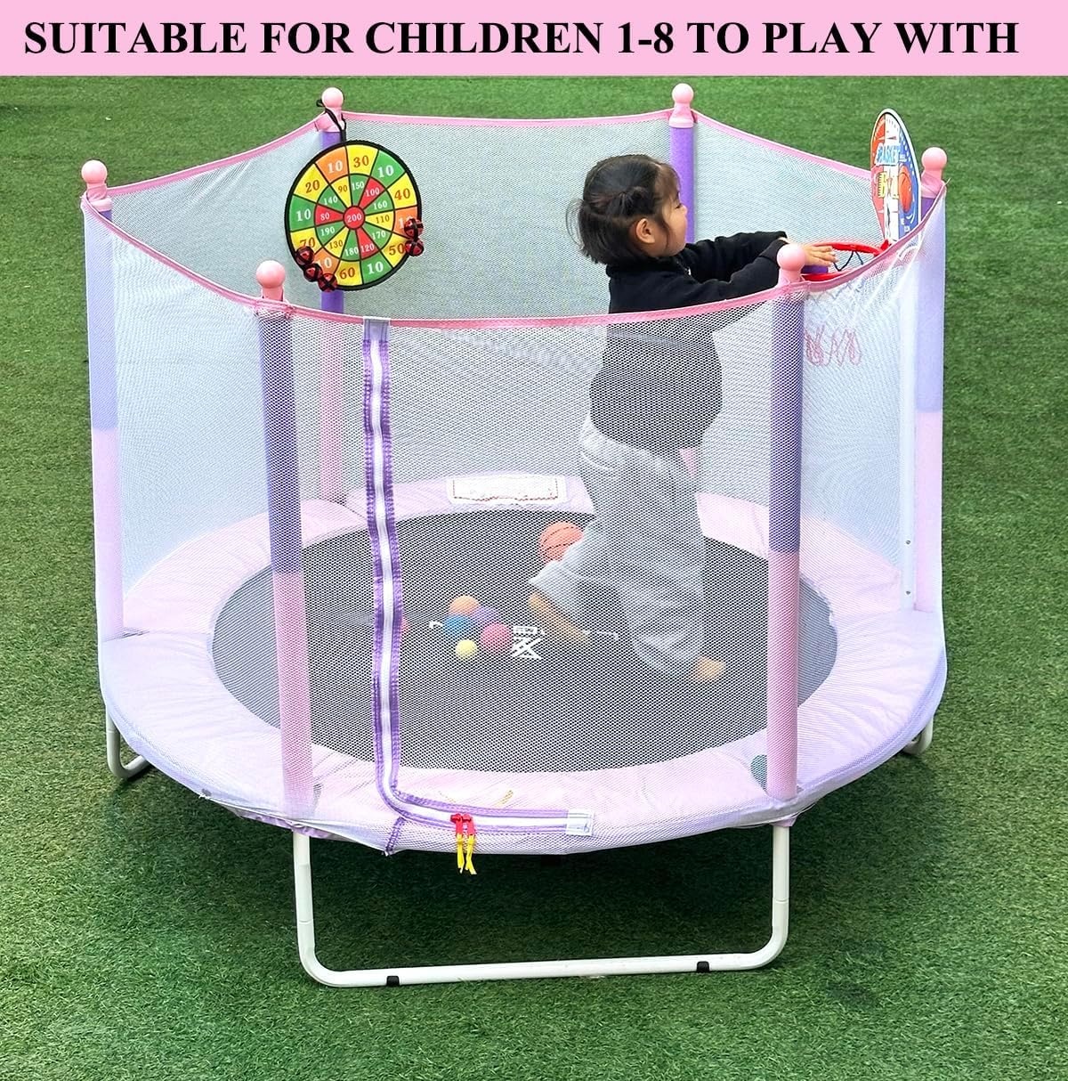 Kindertrampolin 145 cm mit Basketballkorb & Netz - bis zu 34% Rabatt
