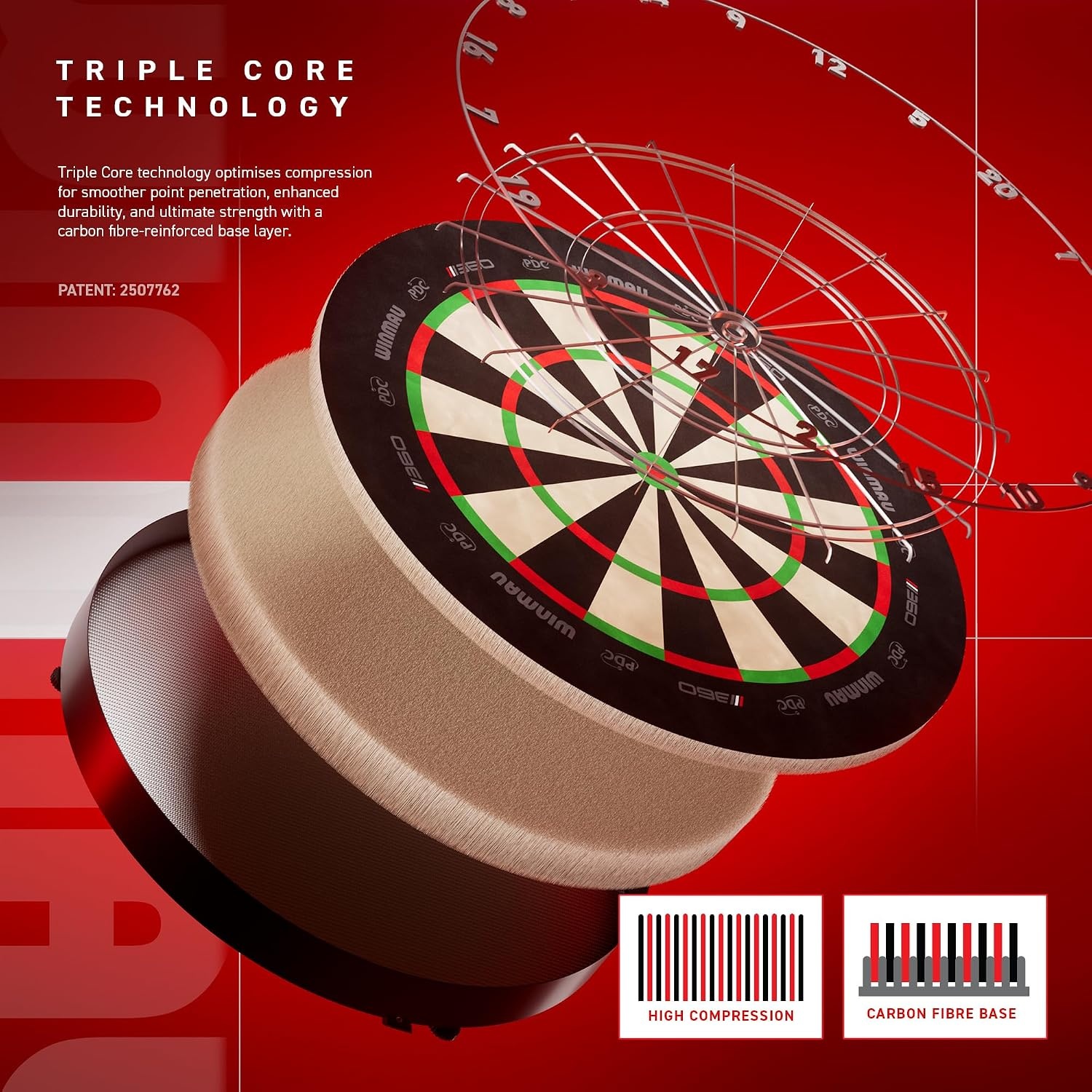 Triple Core Carbon Steeldartboard - Professionell - Jetzt bis zu 34% sparen!