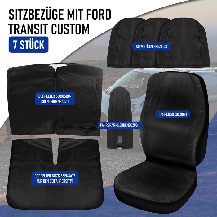 Sitzbezüge für 3-Sitzer Transporter 2013-2022 - Robust & wasserdicht, bis zu 28%