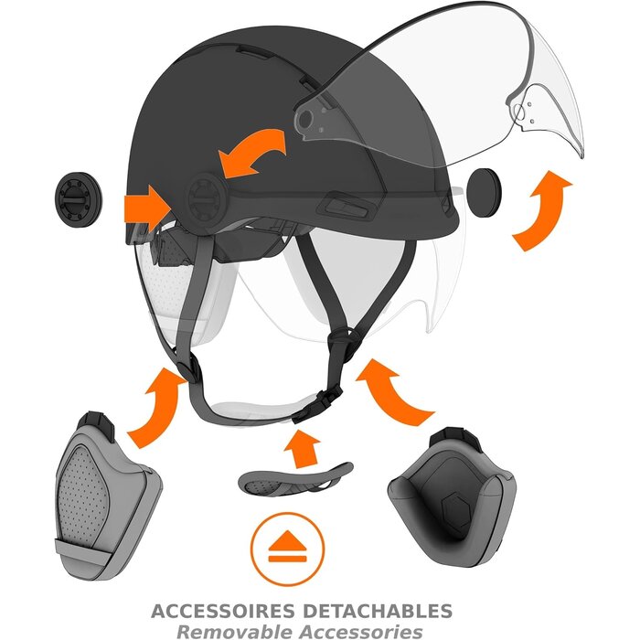 Fahrrad- & E-Scooter-Helm mit Visier, Blau-Grau, Gr. M - bis zu 33% reduziert