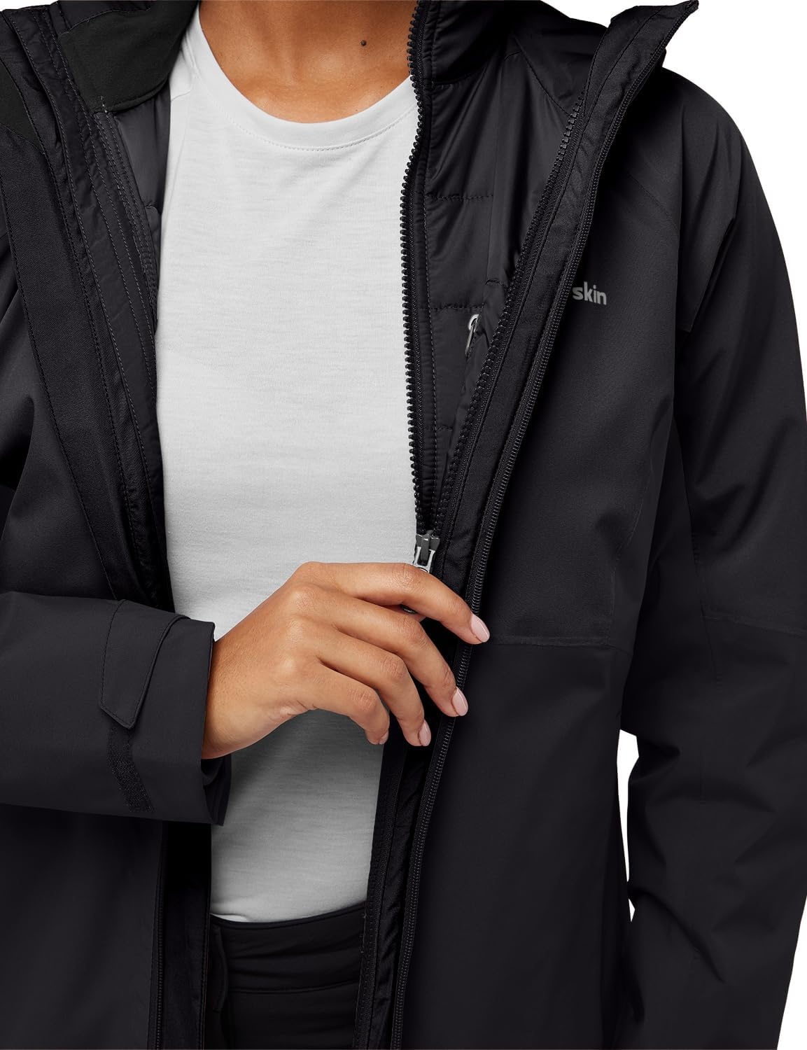 Damen 3-in-1 Wanderjacke Schwarz - Wasserdicht & Warm - bis zu 35% Rabatt