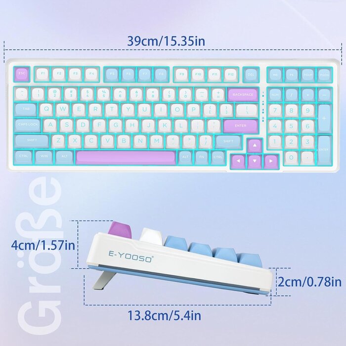 Mechanische 96% Gaming-Tastatur, QWERTY, blau beleuchtet - bis zu 58% Rabatt
