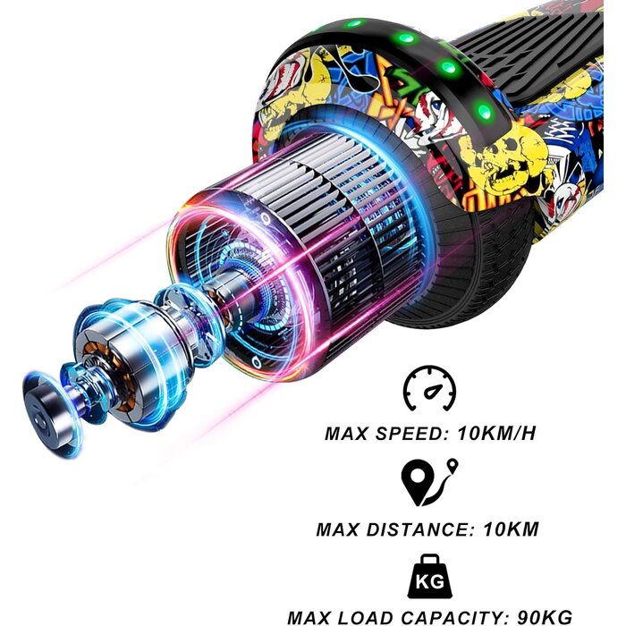 Hoverboard mit Sitz & Bluetooth - 6,5 Zoll - Graffiti Design - bis zu 35% Rabatt