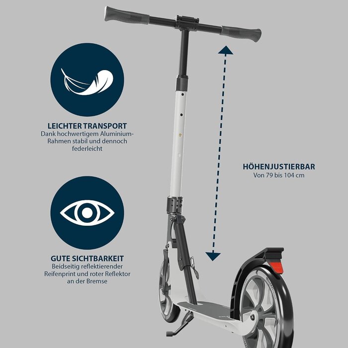 City-Scooter mit 205 mm Rollen - Klappbar & Höhenverstellbar - bis zu 35% Rabatt