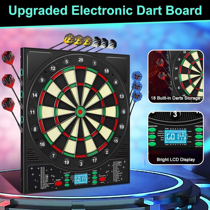 Elektronische Dartscheibe 8 Spieler, 34 Spiele - Jetzt bis zu 34% Rabatt sparen