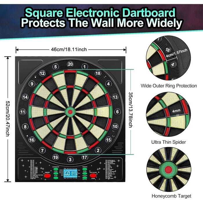 Elektronische Dartscheibe 8 Spieler, 34 Spiele - Jetzt bis zu 34% Rabatt sparen