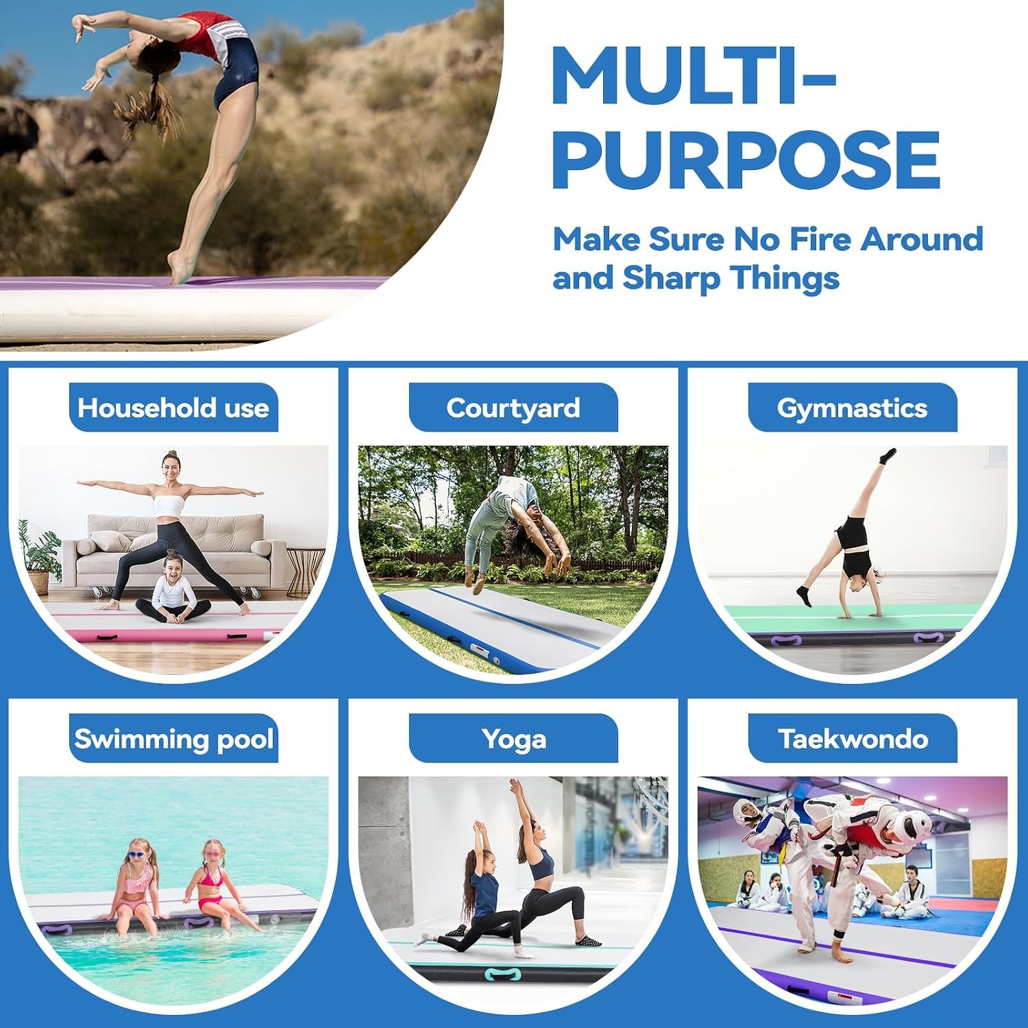 Aufblasbare Gymnastikmatte Tumbling-Matte bis zu 35% Rabatt