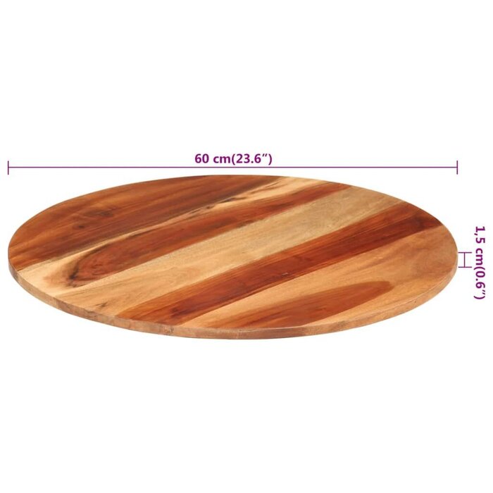 Runde Akazienholz-Tischplatte 60 cm | Massivholz & rustikal | Bis zu 58% Rabatt