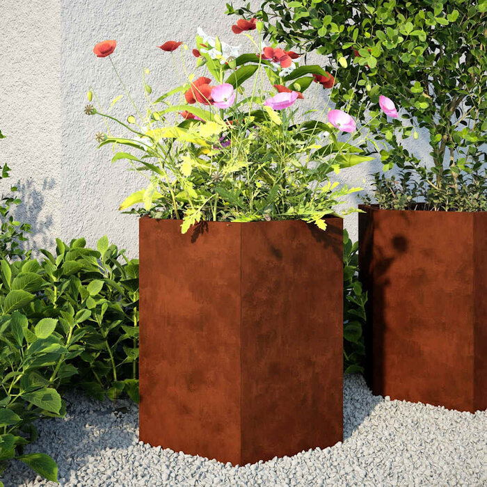Sechseckiges Pflanzkübel-Set, Stahl, 46x40x45 cm - bis zu 34% sparen