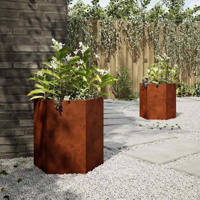 Sechseckiges Pflanzkübel-Set, Stahl, 46x40x45 cm - bis zu 34% sparen