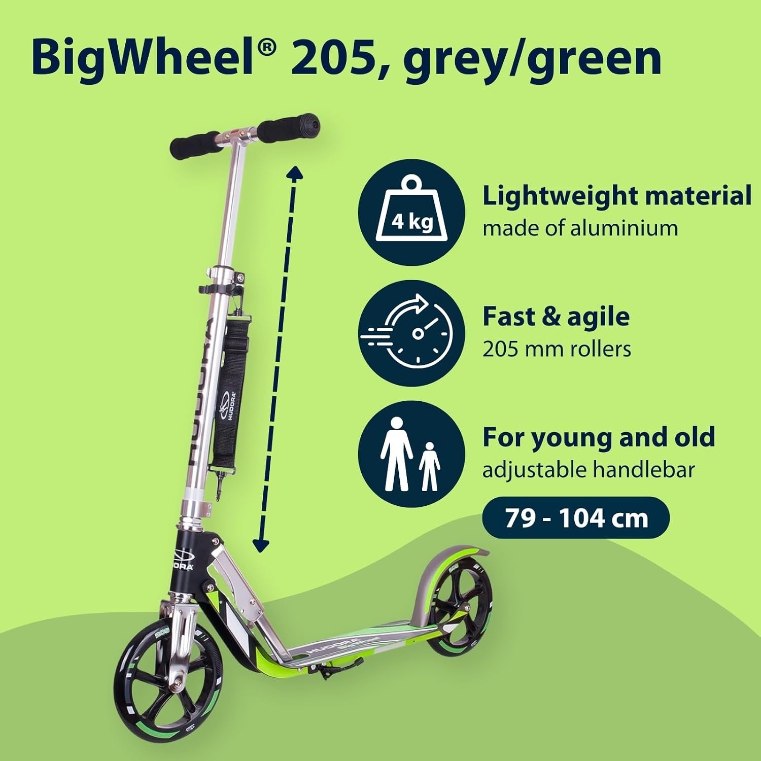 Hudora Klappbarer City-Roller mit 205 mm Rädern - Jetzt bis zu 29% Rabatt