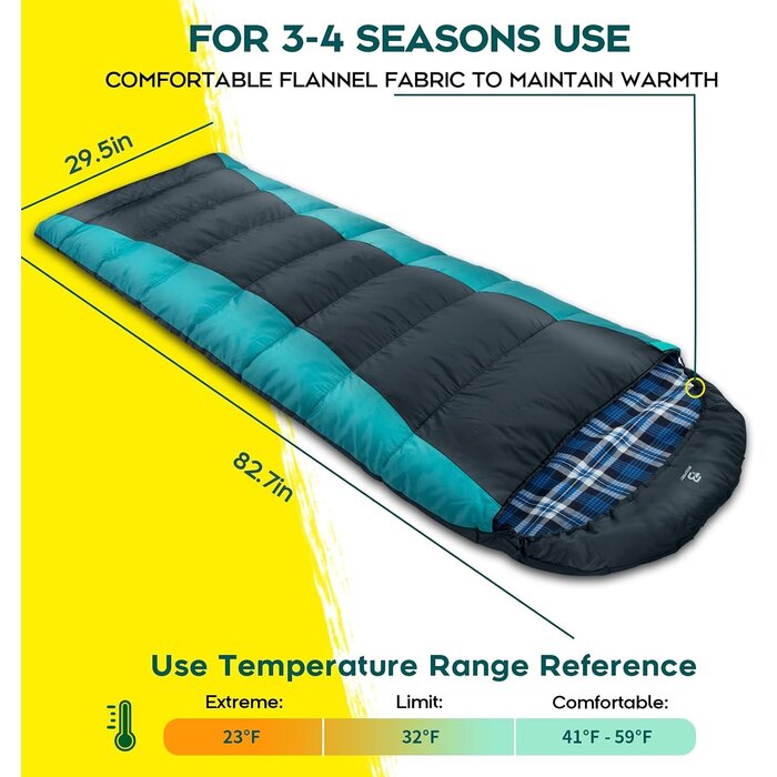 Gemütlicher Camping-Schlafsack, 3-4 Jahreszeiten, 210x80 cm - bis zu 34% Rabatt