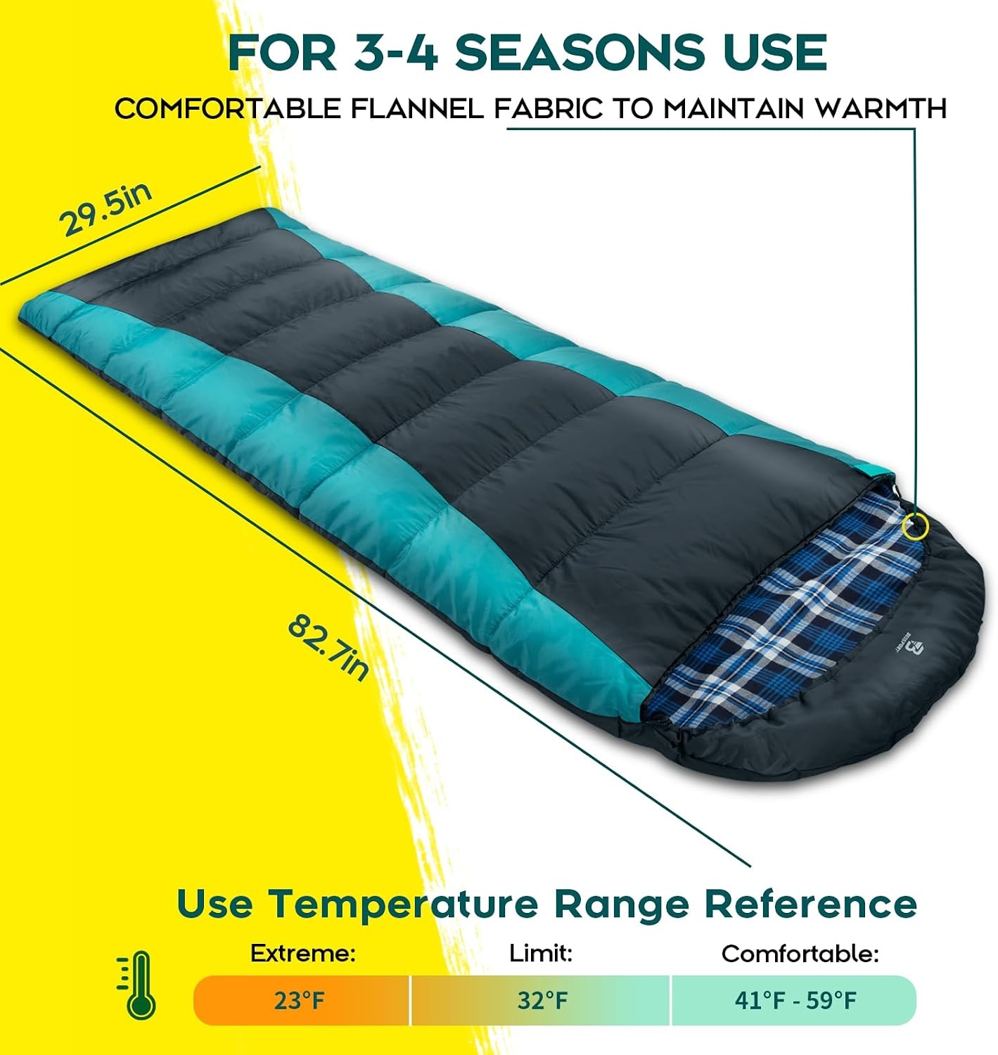 Gemütlicher Camping-Schlafsack, 3-4 Jahreszeiten, 210x80 cm - bis zu 34% Rabatt