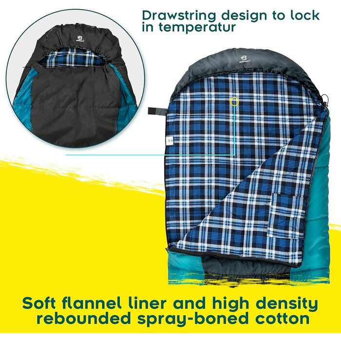Gemütlicher Camping-Schlafsack, 3-4 Jahreszeiten, 210x80 cm - bis zu 34% Rabatt
