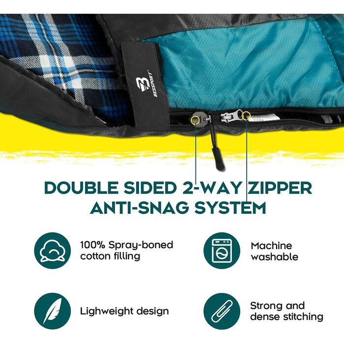 Gemütlicher Camping-Schlafsack, 3-4 Jahreszeiten, 210x80 cm - bis zu 34% Rabatt