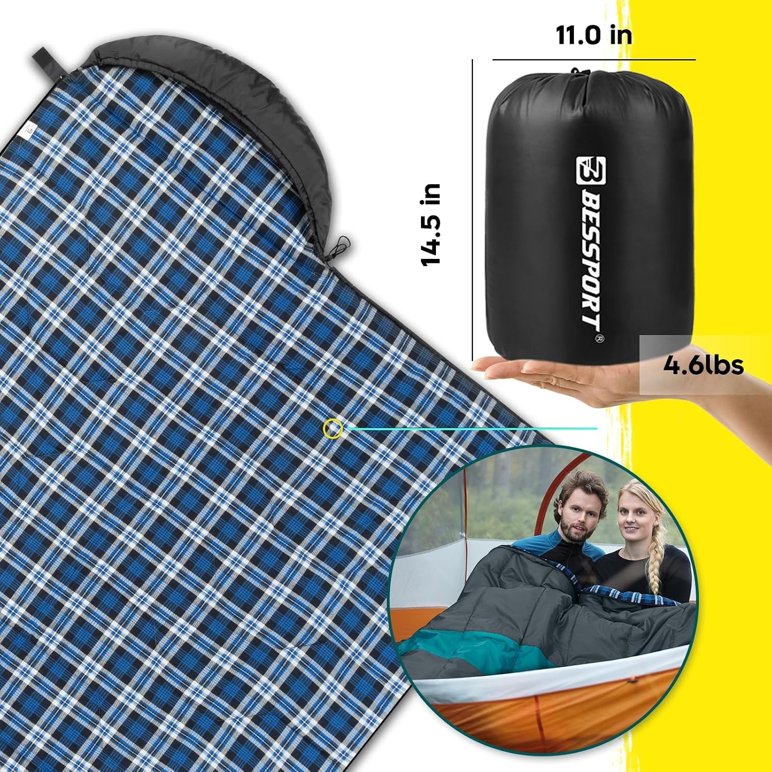 Gemütlicher Camping-Schlafsack, 3-4 Jahreszeiten, 210x80 cm - bis zu 34% Rabatt