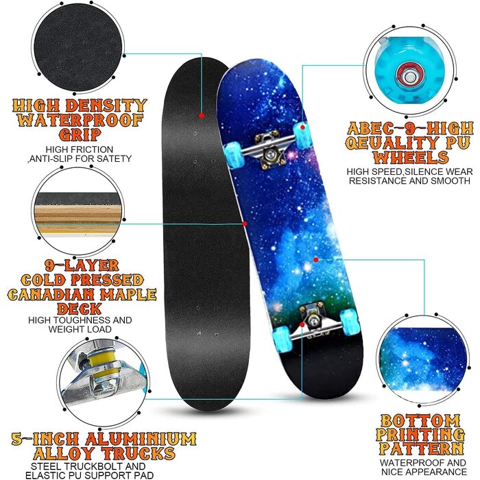 LED Komplett-Skateboard 31 Zoll - Anfängerboard bis zu 33% reduziert