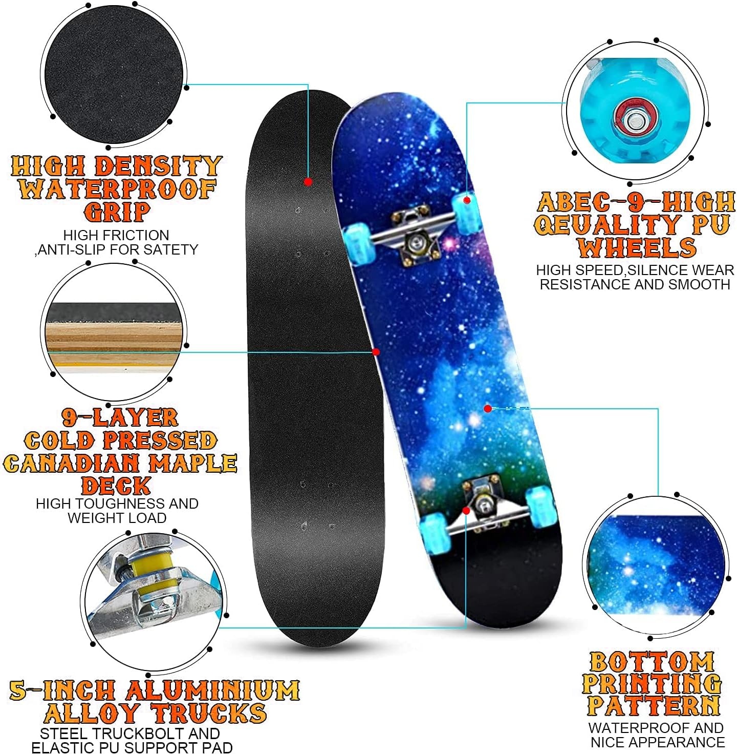 LED Komplett-Skateboard 31 Zoll - Anfängerboard bis zu 33% reduziert