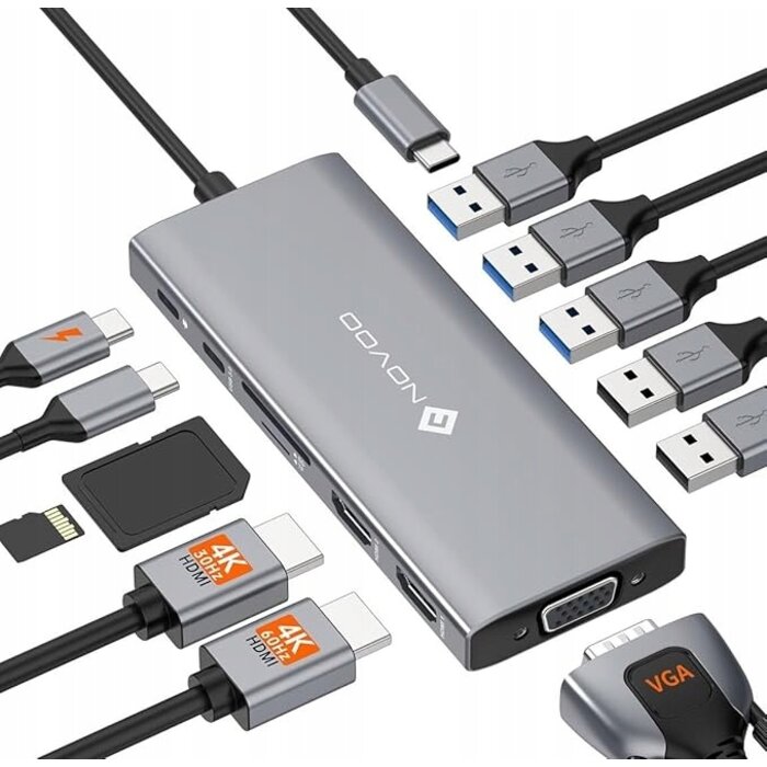12-in-1 USB-C Dockingstation - Effiziente Konnektivität, bis zu 27% reduziert