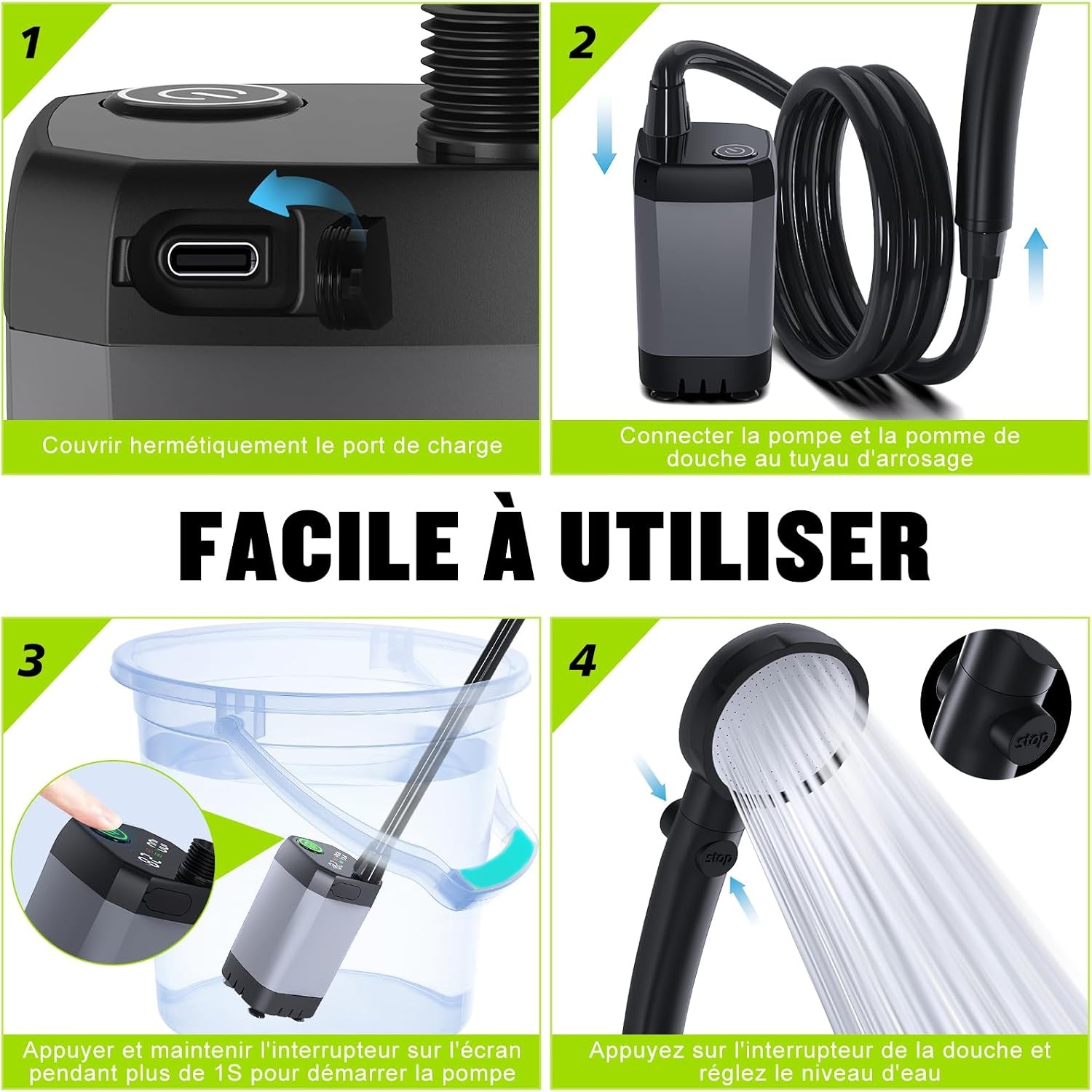 Tragbare Campingdusche mit Akku & Display - Jetzt bis zu 32% günstiger