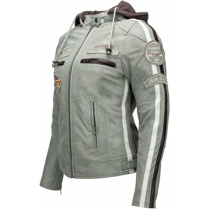 Damen Motorradjacke aus echtem Lammleder, Grau, 2XL - Jetzt bis zu 35% sparen