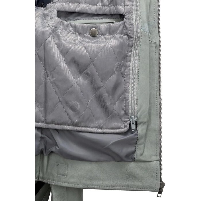 Damen Motorradjacke aus echtem Lammleder, Grau, 2XL - Jetzt bis zu 35% sparen