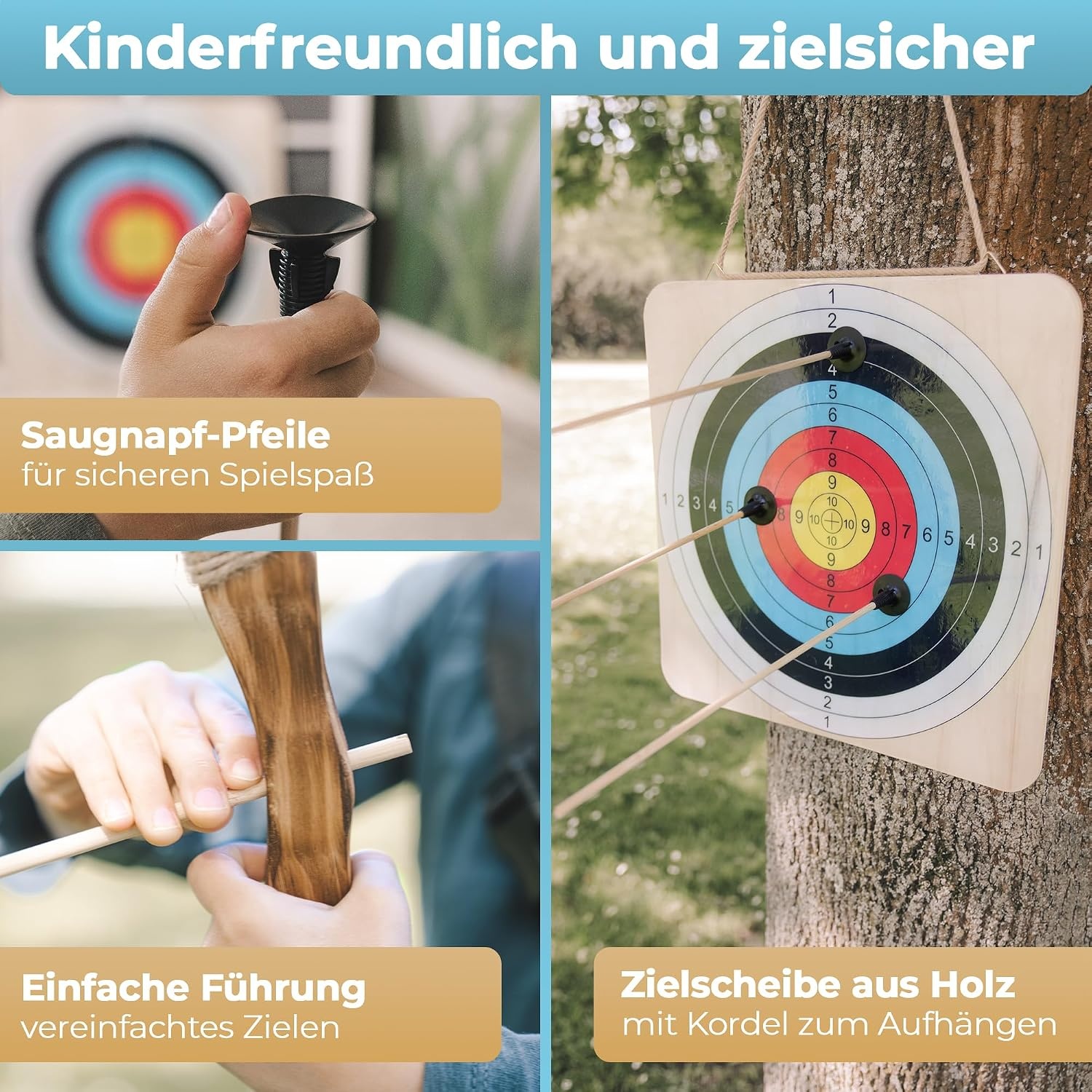Holz-Kinderbogenschießset für drinnen & draußen - bis zu 33% günstiger